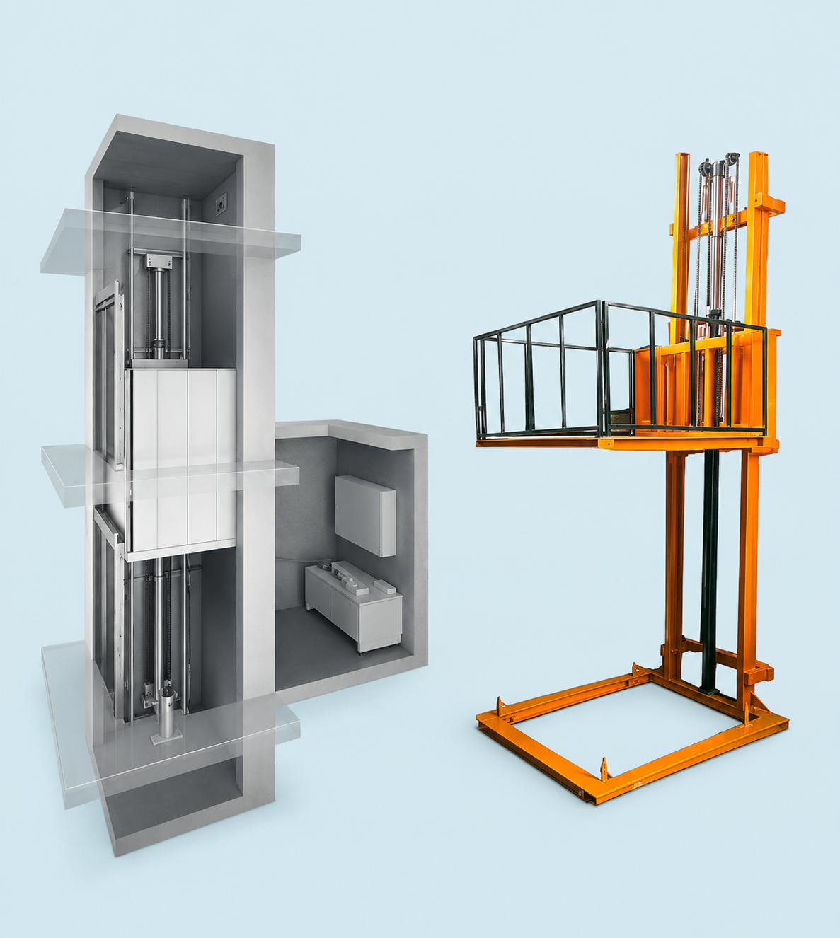 As Hydraulics Powerfull Team passenger and goods lift